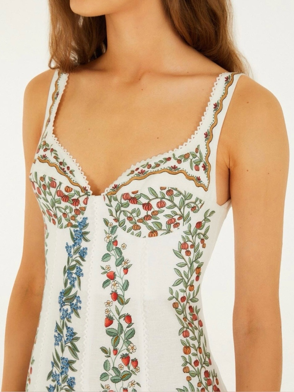 Farm Rio Fruit Beauty Off-White Cream Maxi Dress - Size M Medium (Berries) - NEW - Picture 2 of 10